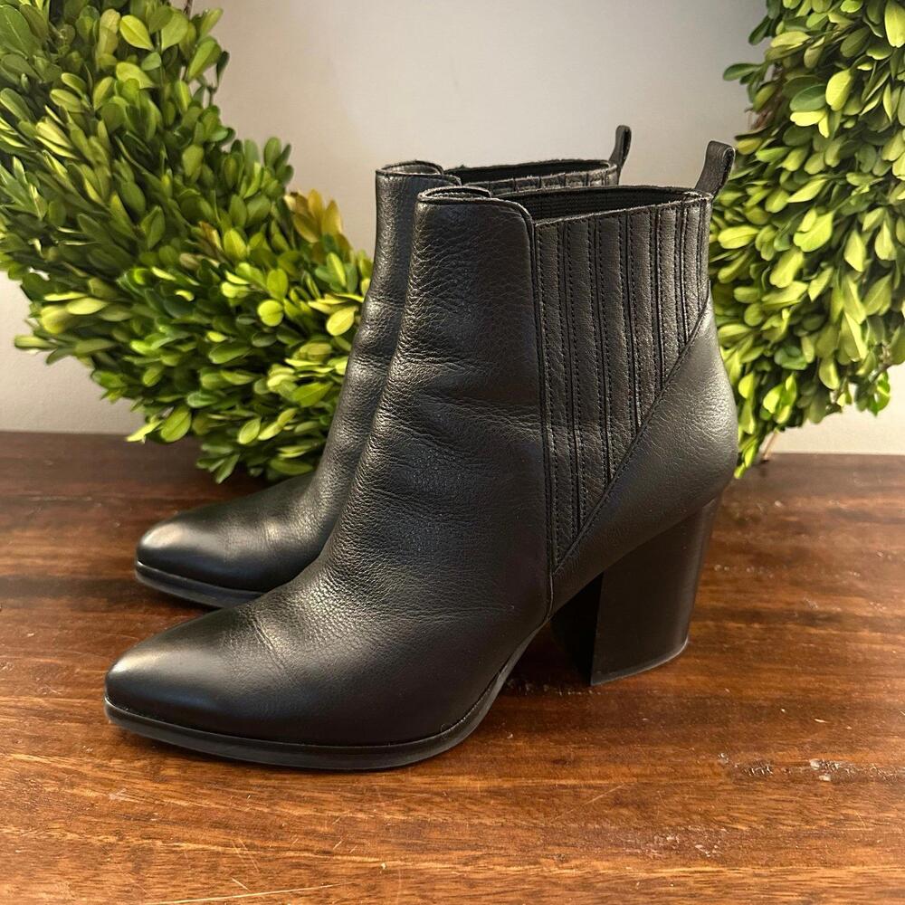 Marc Fisher Alva Black Leather Boots 8.5